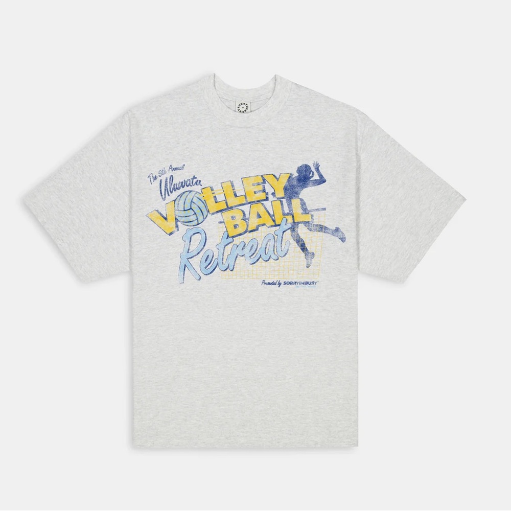 Gray and Yellow Short Sleeve Tee with Graphic Design